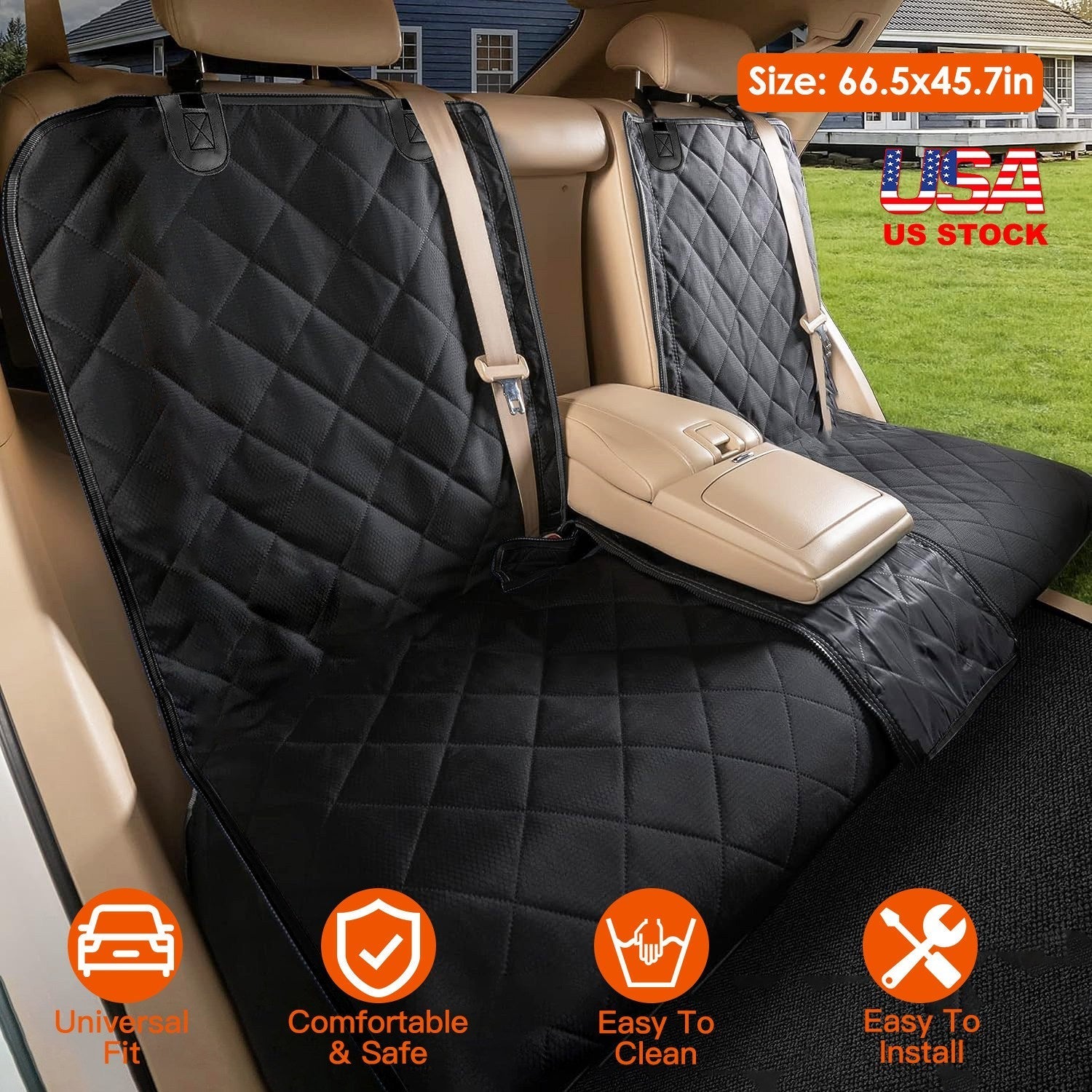 Dog Rear Car Seat Protector with Seat Belt