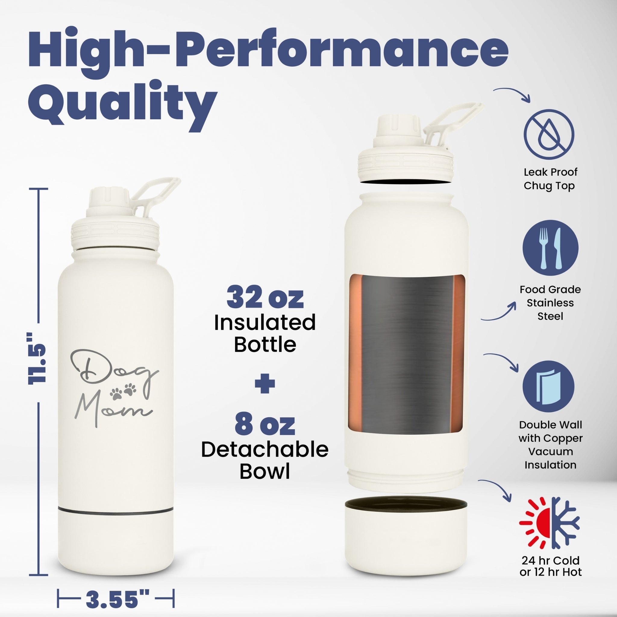 Water Bottle with Detachable Dog Bowl