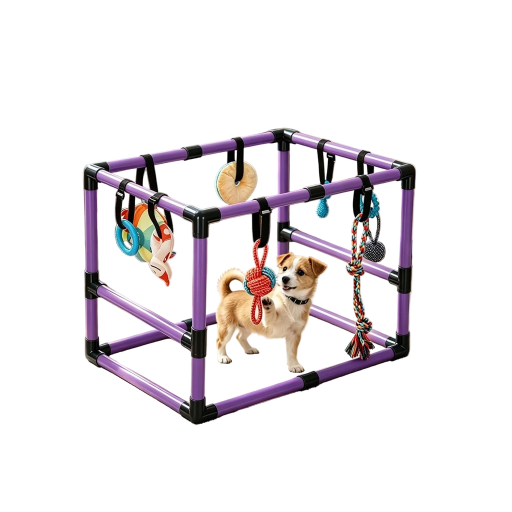 Indoor Puppy Play Gym with Hammock 8 Toys