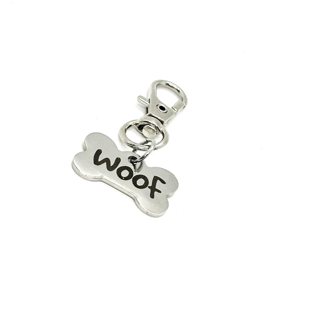 Woof Dog Bone Clip On Charm Stainless Steel