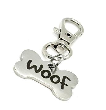 Woof Dog Bone Clip On Charm Stainless Steel