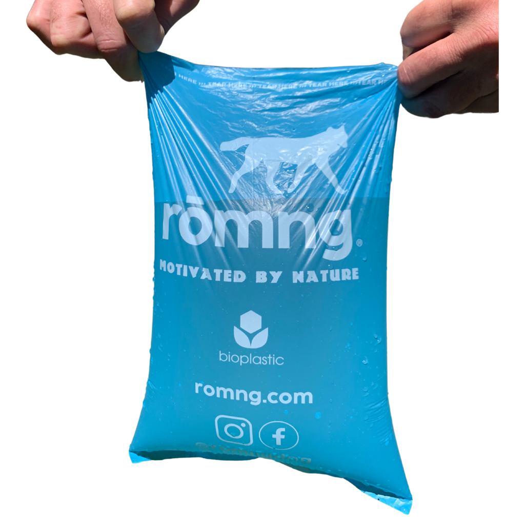bio-based dog poop bags + bamboo dispenser